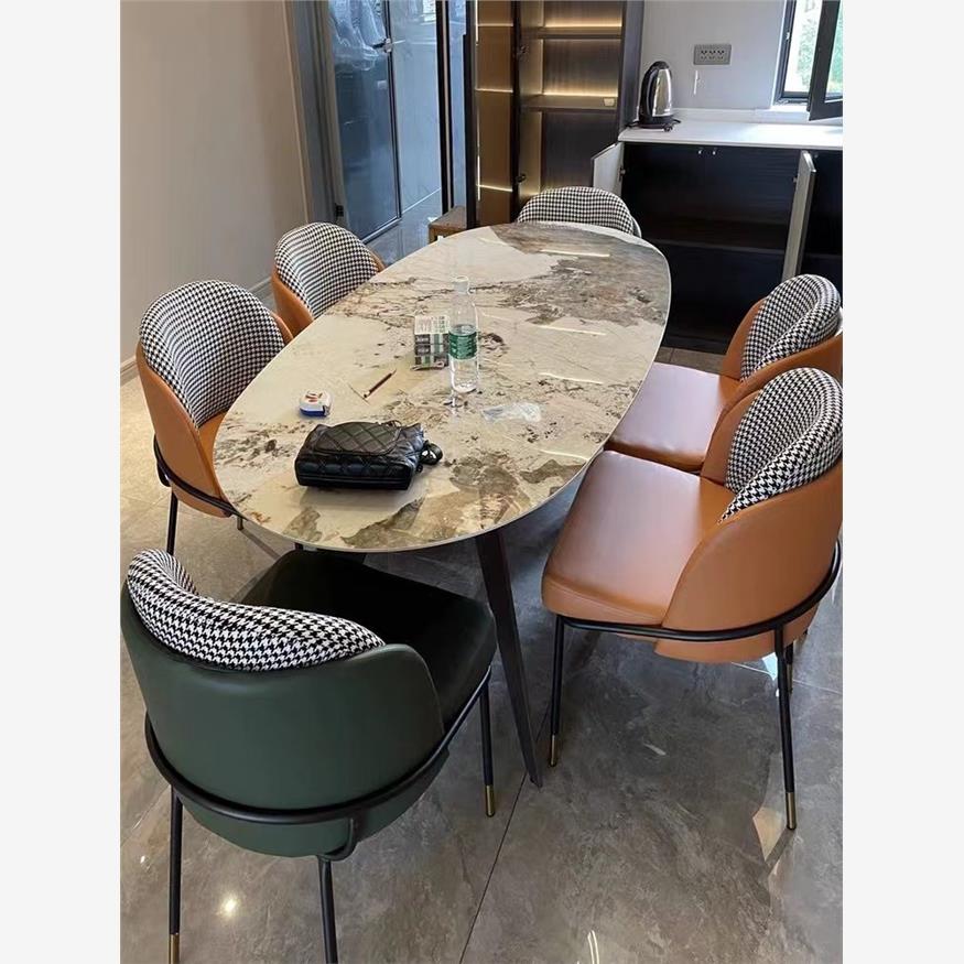 北欧极简现代轻奢高端双曲木餐椅靠背家用椅子酒店休闲椅千鸟化妆