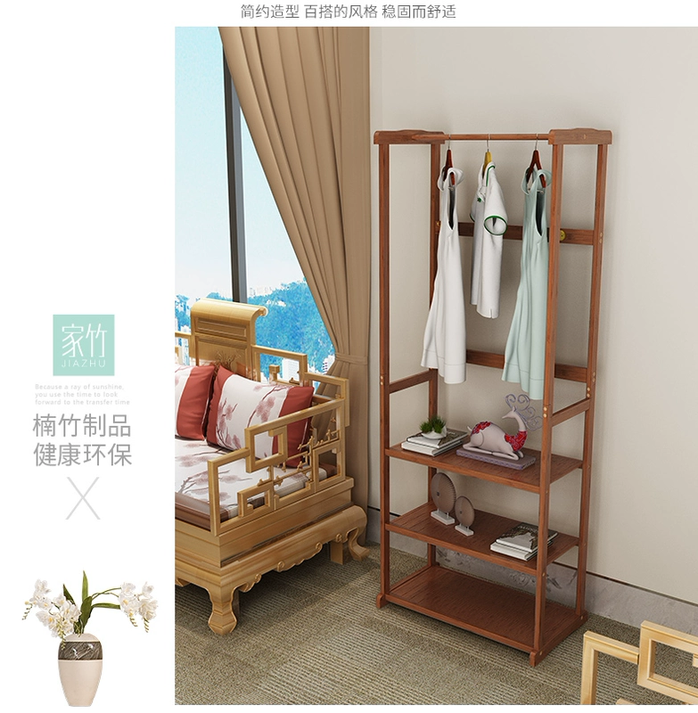 Giá treo sàn đến trần phòng ngủ hiện đại tối giản sáng tạo đa chức năng rack châu Âu đơn giản tre nhiều lớp móc áo - Kệ giá sách để bàn