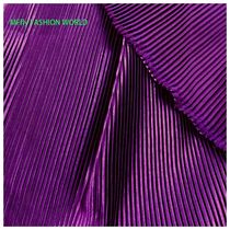 Multicolor Pleated Satin Fabric Line Texture Fine Stripe Acc