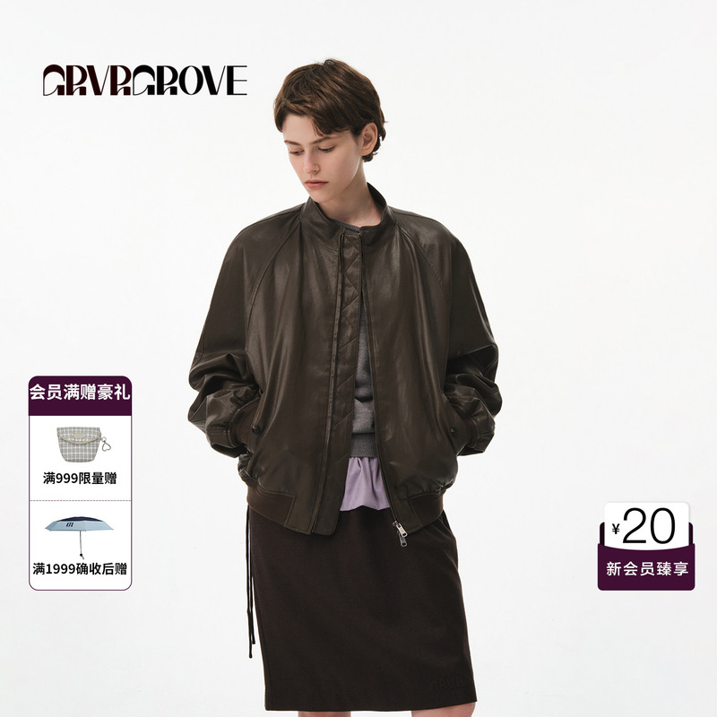 Grvr Grove Official Flagship Store 2026Fw New Autumn Zipper Short Jacket Gf26Jpk06
