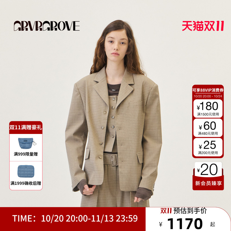 Grvr Grove Official Flagship Store 2026Ps Spring Suit Jacket Korean Style Casual Silhouette Gp26Jkc60