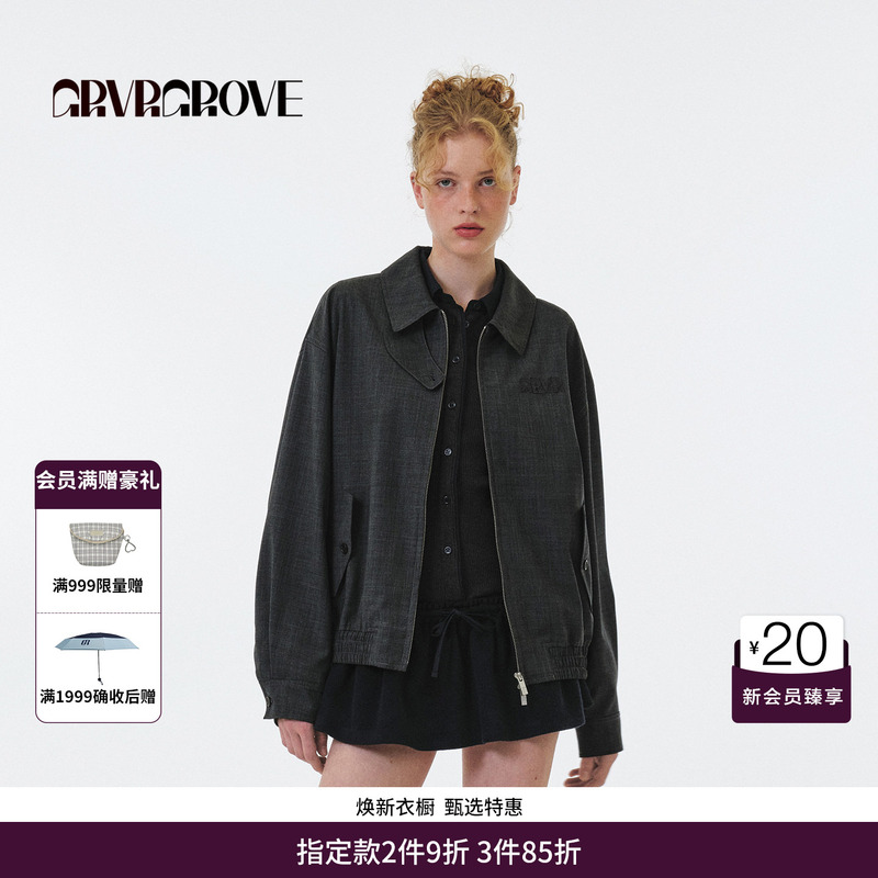Grvr Grove Official Flagship Store Fw Autumn Style Lapel Woven Jacket Korean Style Jacket for Women Gf5Jp04C Grvr Grove Official Flagship Store Fw Autumn Style Lapel Woven Jacket Korean Style Jacket for Women Gf5Jp04C