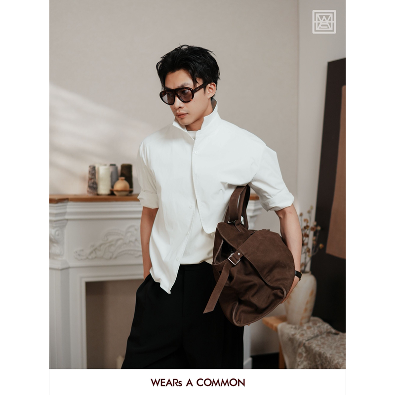 Wsac Yu Sanhuo Double-Layer Collar, Moldable Hem, Vintage Shirt, Summer Anti-See-Through, Sun Protection Functional Short-Sleeve Shirt Wsac Yu Sanhuo Double-Layer Collar, Moldable Hem, Vintage Shirt, Summer Anti-See-Through, Sun Protection Functional Short-Sleeve Shirt