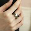Hotan jade ring silver ring double layer detachable and stackable S925 silver ring closed fashion versatile J13851