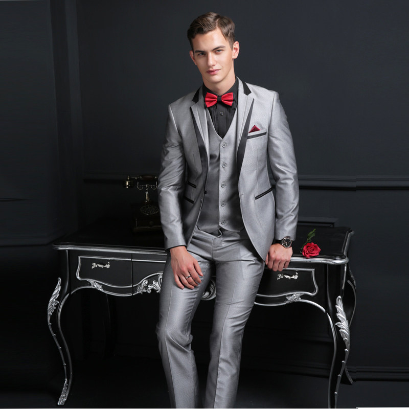 silver wedding suits for groom
