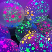 10 Clear Latex Balloon Neon UV Blacklight Reactive Star Ball