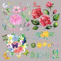 Flower flower heat transfer stickers clothing accessories printed patterns iron-on stickers high-elastic heat transfer logo hot stamping stickers