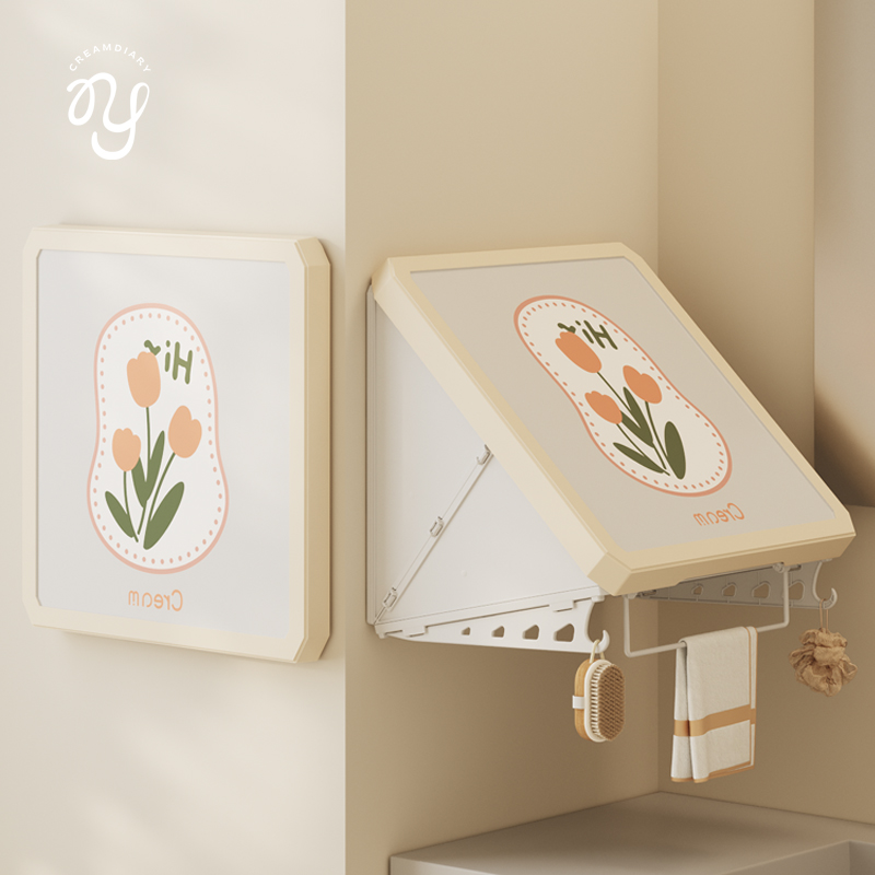 バスルームの壁収納、折りたたみ式バスルームラック、衣類、工芸品、壁画収納ボックス、防水雑貨キャビネット