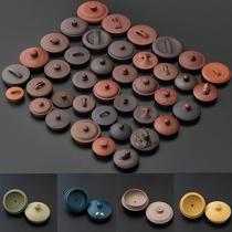 The price of one semi-handmade purple clay teapot lid is available. Yixing purple clay yellow green and white vermilion clay tea set single product