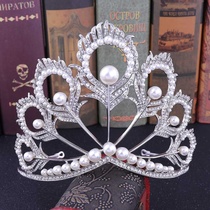 European and American rhinestone bridal tiara peacock feather pearl large crown wedding dress accessories crown