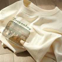 Cotton short-sleeved T-shirt for women summer 2024 new design niche Hong Kong style chic retro loose half-sleeved top