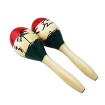 Hand-cranked sand hammer percussion instrument Orff wooden sand hammer coconut tree sand hammer sand ball small three-color sand ball carved pattern red
