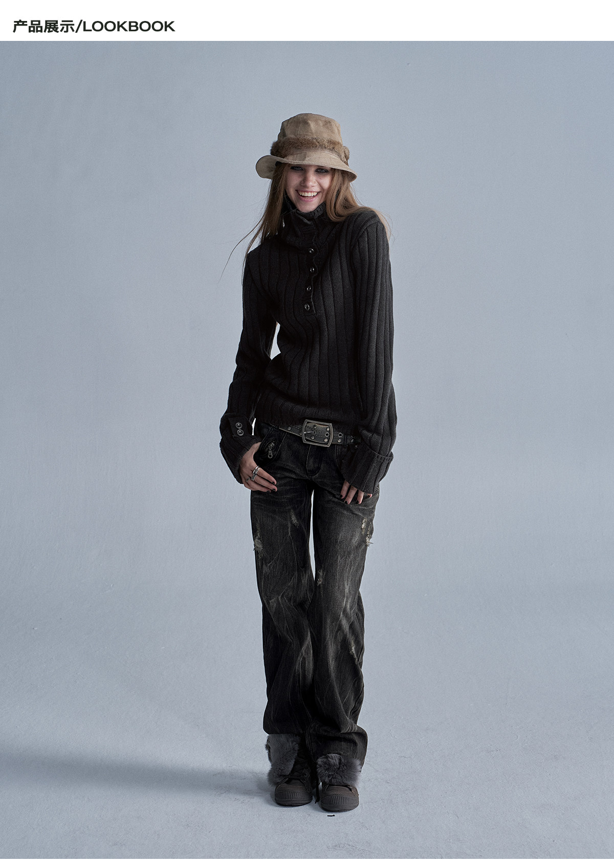 wear And tear Two-Way Turtleneck Ribbed Sweater