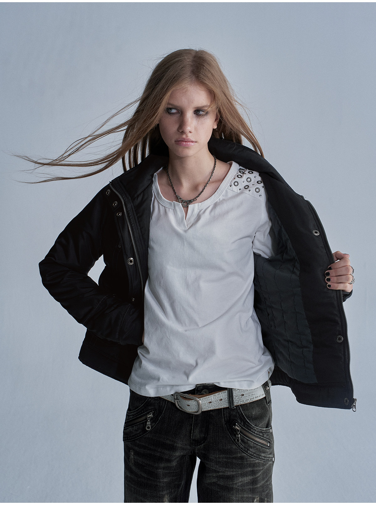 wear And tear Stand Collar Zip-Up Padded Jacket