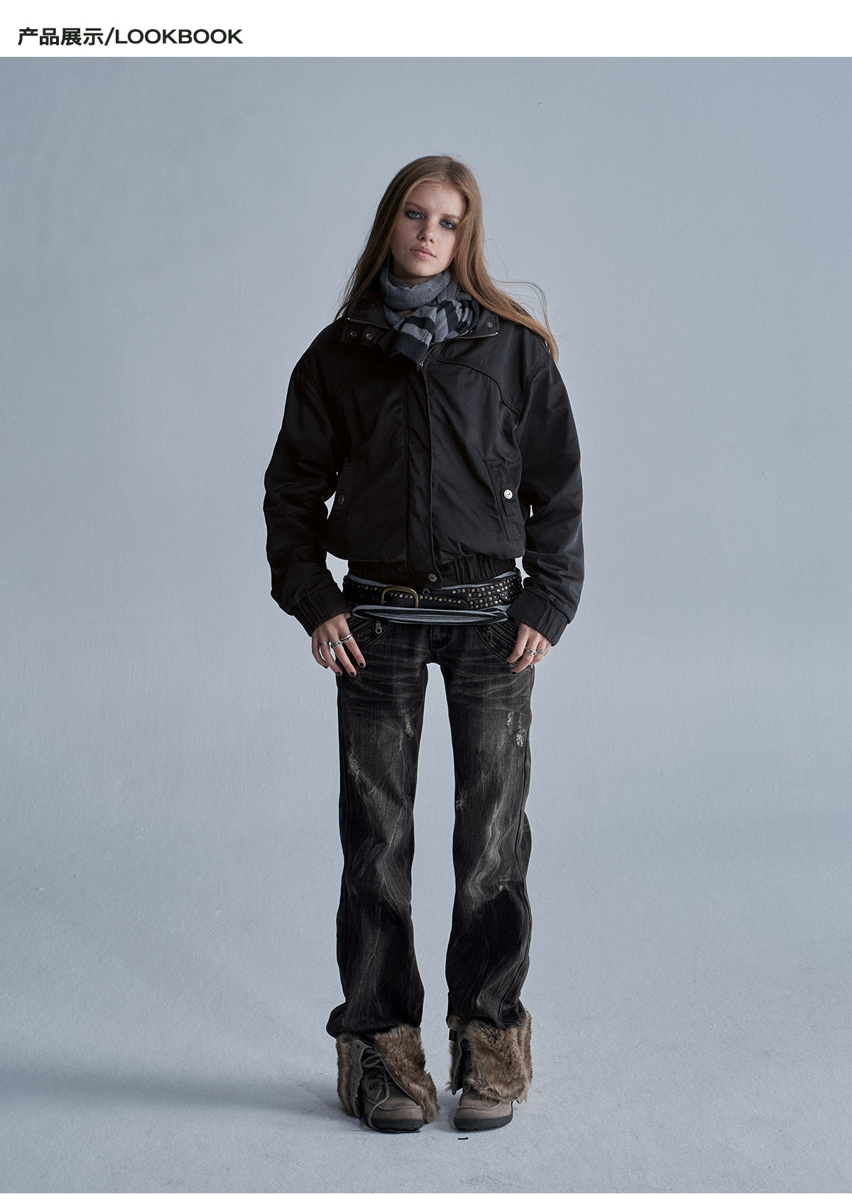 wear And tear Stand-Collar Fleece-Lined Nylon Jacket