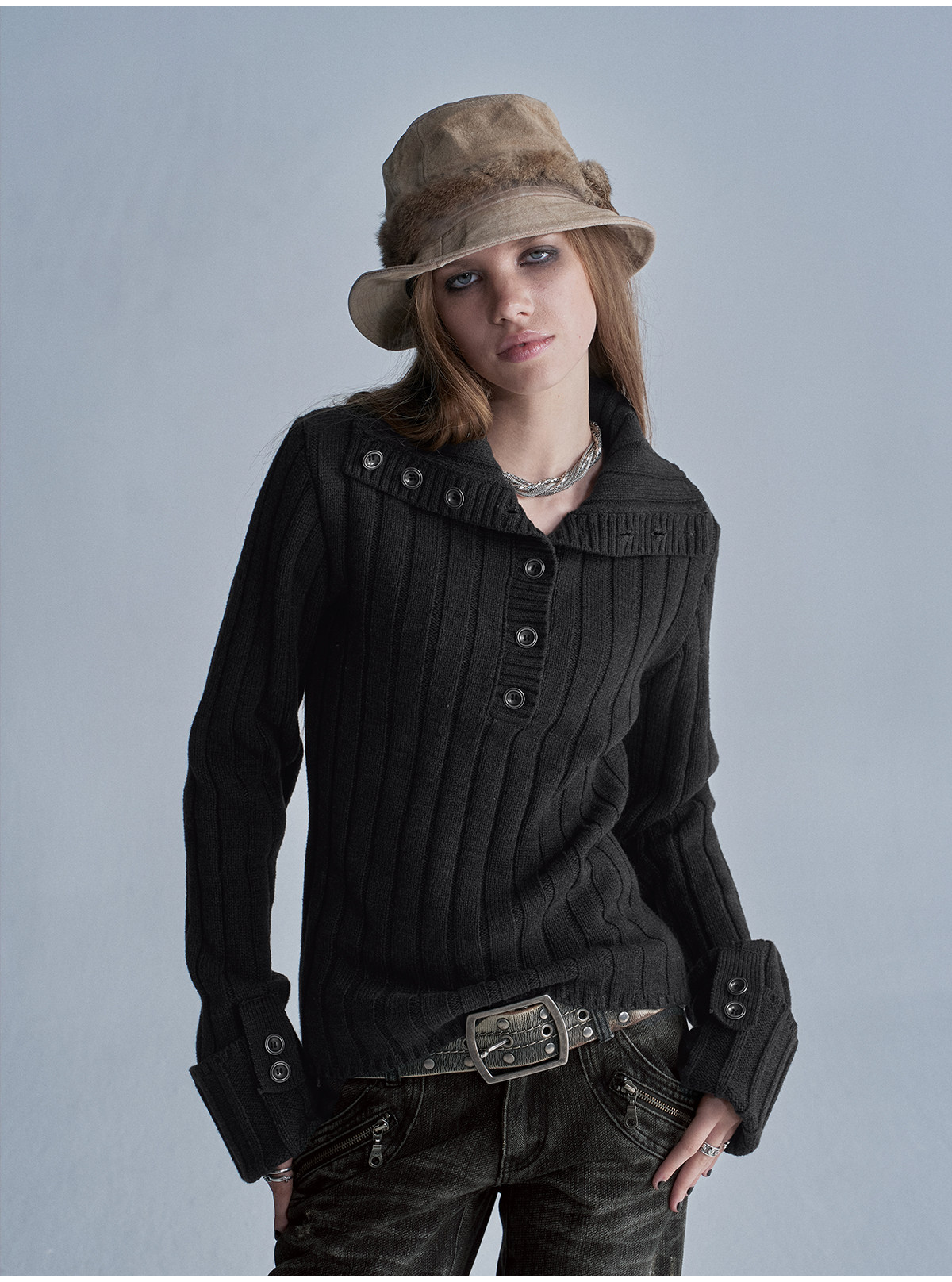 wear And tear Two-Way Turtleneck Ribbed Sweater