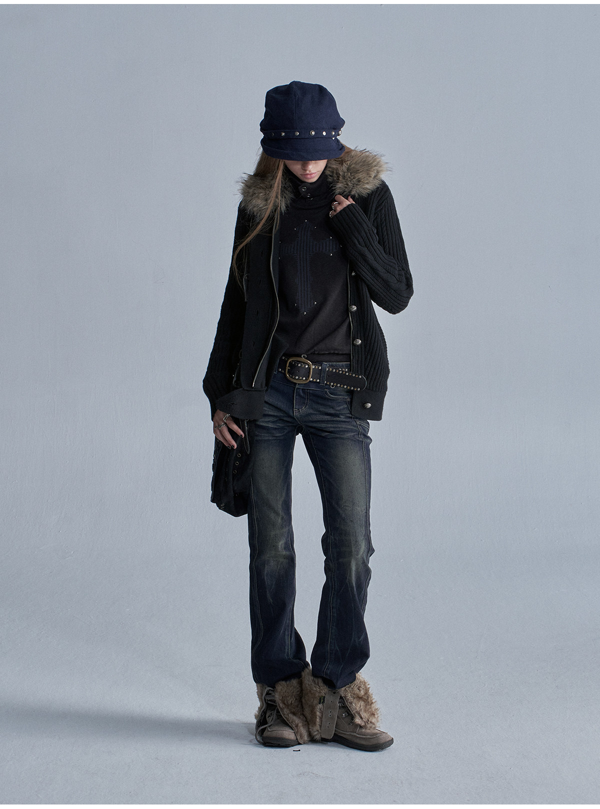 wear And tear Asymmetric Cable-Knit Zip Cardigan