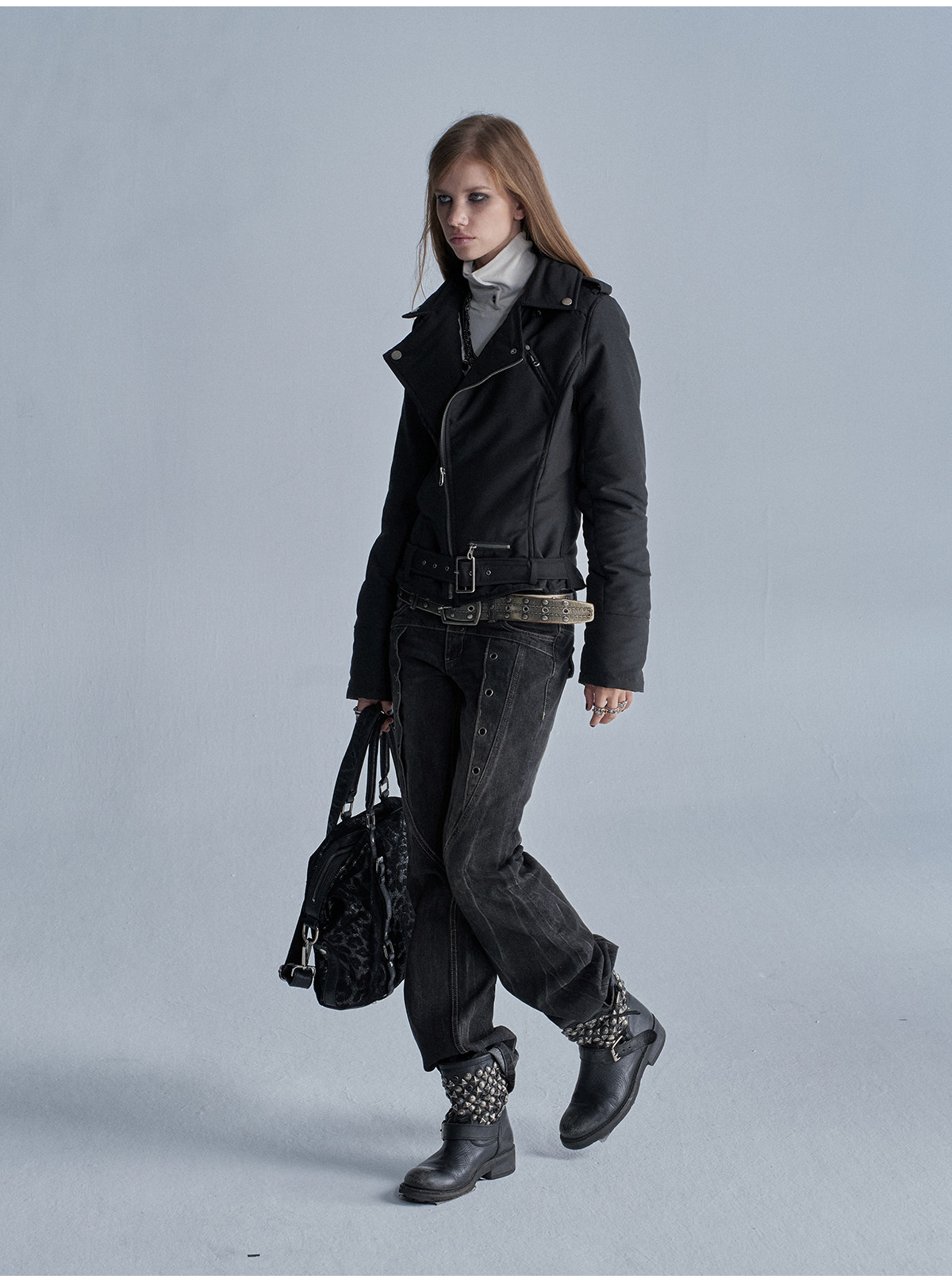 wear And tear Asymmetric Belted Punk Padded Jacket