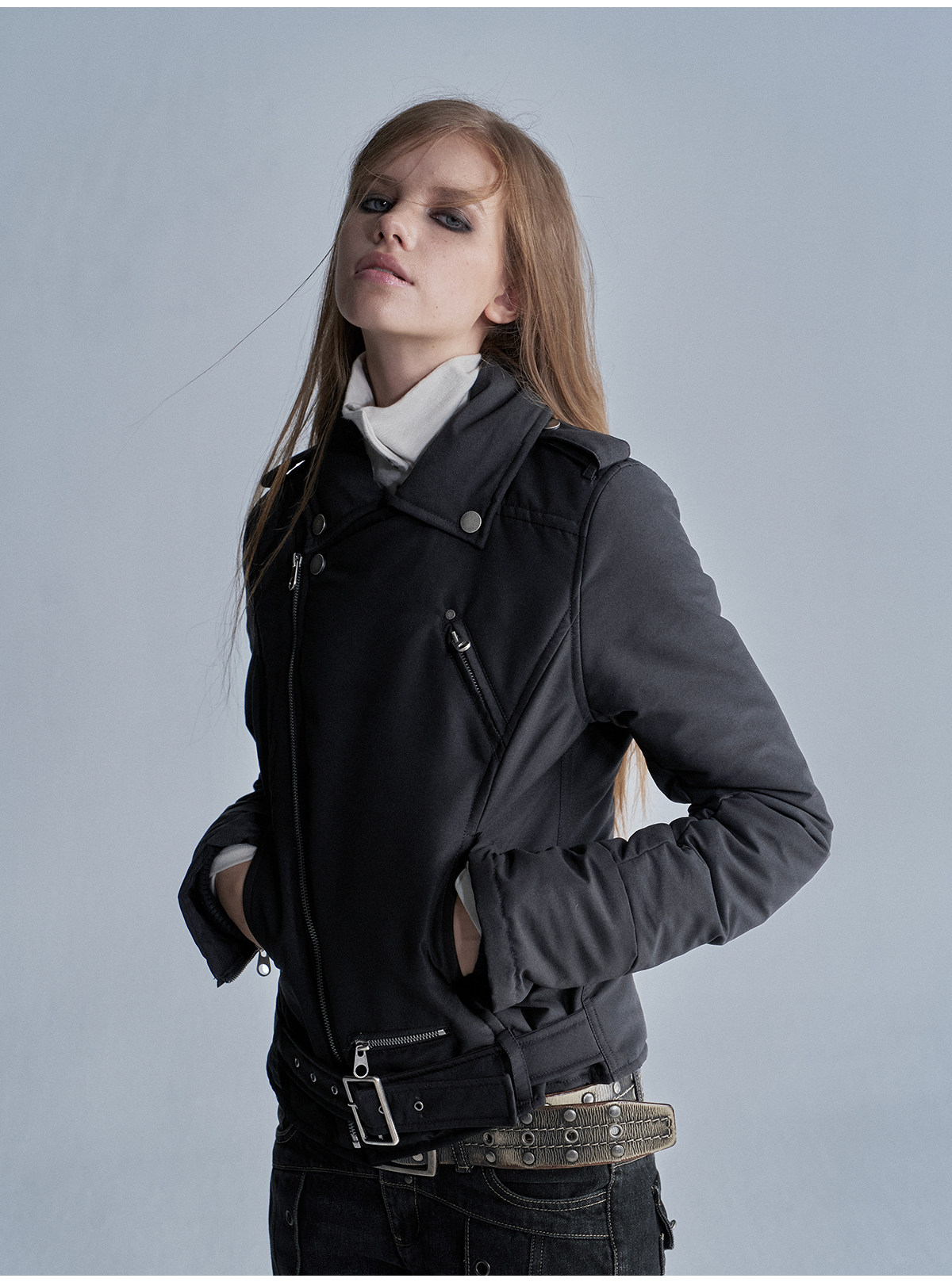 wear And tear Asymmetric Belted Punk Padded Jacket