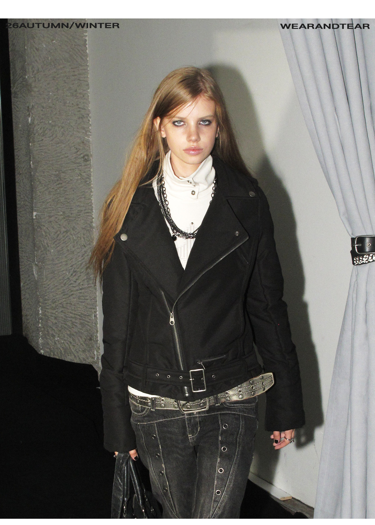wear And tear Asymmetric Belted Punk Padded Jacket