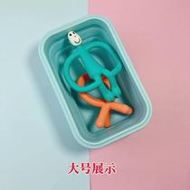 Baby banana teether storage box pacifier giraffe folding silicone portable box chewing gum storage box