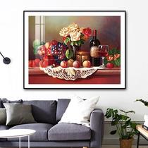 European style restaurant cross stitch 2024 new line embroidery living room entrance fruit vase simple new handmade embroidery