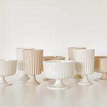 Baiyu coffee white goblet ceramic Nordic ins style embossed cup ice cream dessert cup coffee cup milk cup