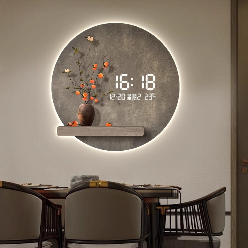 城市夜景客厅装饰画电子时钟壁灯：点亮你的家，感受都市的脉搏！