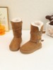 Girls' Snow Boots with Fleece Lining, Children's Long Boots, 2025 New Winter Girls' Warm Cotton Shoes, Princess High-Top Cotton Boots