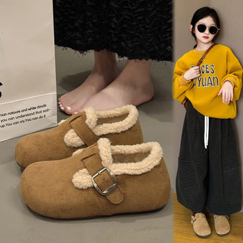 Girls' Fleece-Lined Birkenstock Shoes 2025 Winter New Waterproof Non-Slip Lamb Wool Northeast Cotton Shoes Children's Snow Boots