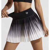 A055cosleaf sports running fake two-piece gradient pleated skirt