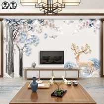 Self-adhesive wallpaper TV background wall mural Nordic elk living room wallpaper bedroom bedside internet celebrity live room wall covering