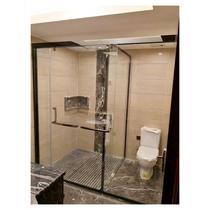 Customized one-line 304 matte black stainless steel shower room tempered glass shower partition sliding door sliding door