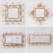 Switch protective cover frame wall decoration living room wall bedroom creative socket patch fabric lace simple