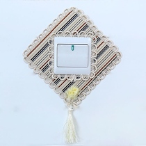 Fabric switch wall sticker household fabric lace socket decoration Chinese switch protective cover