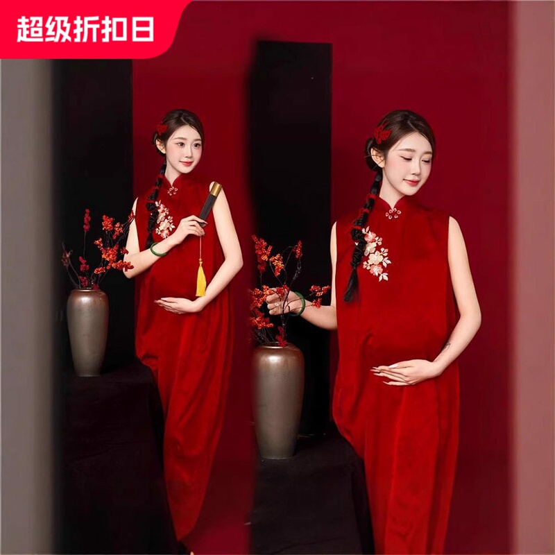 Photo Studio Maternity Photo Clothing, New Chinese Style, New Year Theme, Red Dress, Maternity Photo, Art Photo, Bride Photo Photo Studio Maternity Photo Clothing, New Chinese Style, New Year Theme, Red Dress, Maternity Photo, Art Photo, Bride Photo