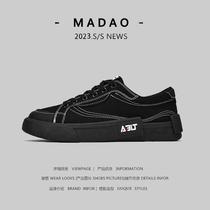 Scarce leaked foreign trade mens shoes niche all-black sneakers mens lightweight breathable canvas shoes versatile casual shoes
