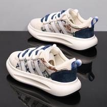 Mens shoes genuine leather sports shoes autumn and winter new breathable fashion running shoes lightweight shock-absorbing versatile casual white shoes for men