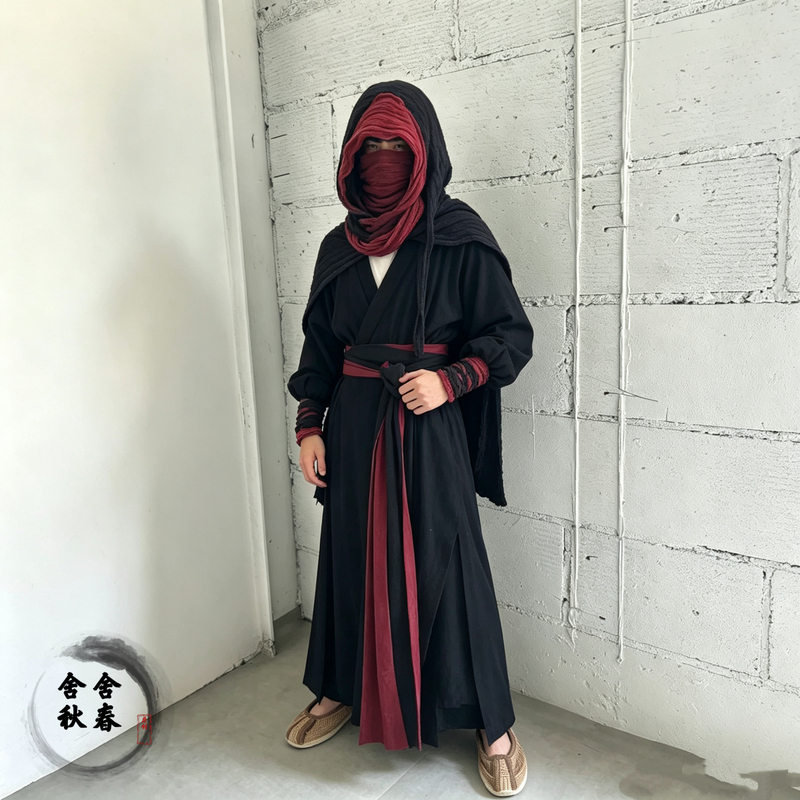 Spring and Autumn Black and Red Knight Robe Hanfu Men's Suit,江湖浪子 (Jianghu Langzi) Knight Robe Spring and Autumn Black and Red Knight Robe Hanfu Men's Suit,江湖浪子 (Jianghu Langzi) Knight Robe