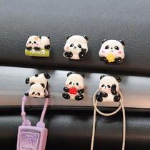 6 2pcs Mini Car Hooks Sticker Cute Panda Self-Adhesive