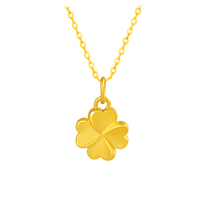 Chinese gold four-leaf clover solid gold necklace-3761
