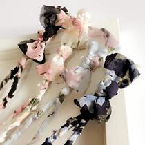 Korean fashion trend small fresh pearl bow flower bud hair iron hair band floral chiffon hair iron for women
