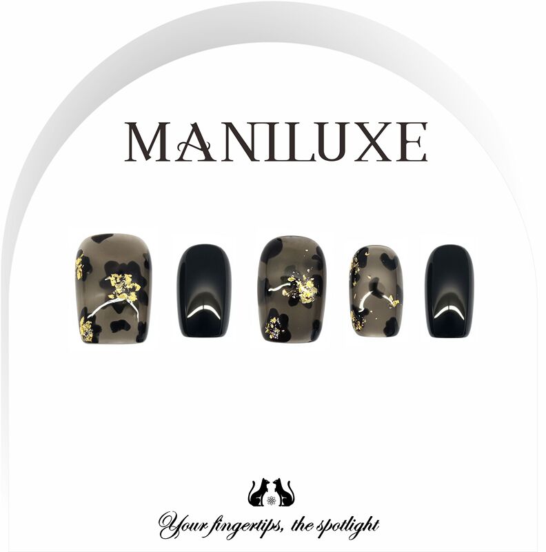 Maniluxe【Night Dream in Paris】Korean-Style High-End Atmosphere Light Luxury Gold Foil Gradient Whitening Handmade Press-On Nails