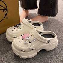 Thick sole increased 7cm five-pointed star clog shoes summer fashion outer wear beach slippers womens anti-slip sandals