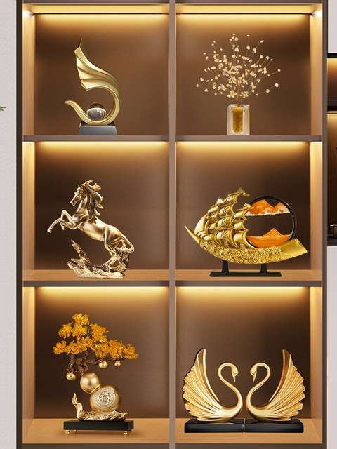 Smooth Sailing Sailboat Ornament, Light Luxury, High-End, Elegant Wine Cabinet Decoration, Quicksand Painting, Living Room, Office, Tv Cabinet