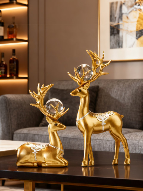 A Deer Brings Wealth Wine Cabinet Decoration Ornament for Living Room 2026 New Model Light Luxury High-End Entrance Hall New Chinese Style Housewarming New Home
