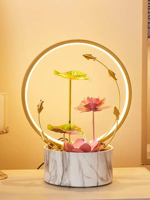 Flowing Water Ornaments, Circulating Water to Attract Wealth, Modern Light Luxury for Living Room Desktop, Moving and Opening Business Gifts, Housewarming Gifts for New Homes