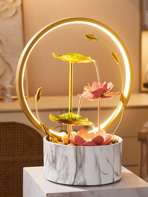 Flowing Water Ornaments, Circulating Water to Attract Wealth, Modern Light Luxury for Living Room Desktop, Moving and Opening Business Gifts, Housewarming Gifts for New Homes