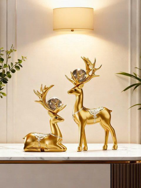 A Deer Brings Wealth Wine Cabinet Decoration Ornament for Living Room 2026 New Model Light Luxury High-End Entrance Hall New Chinese Style Housewarming New Home