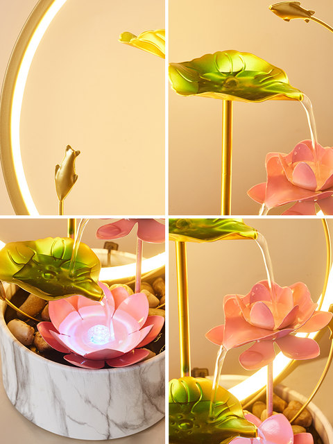 Flowing Water Ornaments, Circulating Water to Attract Wealth, Modern Light Luxury for Living Room Desktop, Moving and Opening Business Gifts, Housewarming Gifts for New Homes